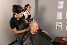 Hairdresser's Gown — PureCFNM, starring Abigail Angel, Tindra Frost, Vinna Reed