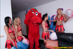 Cheering Up The Mascot — PureCFNM, starring Angel Long, Chantelle Fox, Michelle Moist, Stacey Lacey