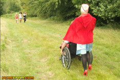 Wheelchair Flasher — PureCFNM, starring Faye Taylor, Megan Coxxx, Roxy Red, Sally Cream